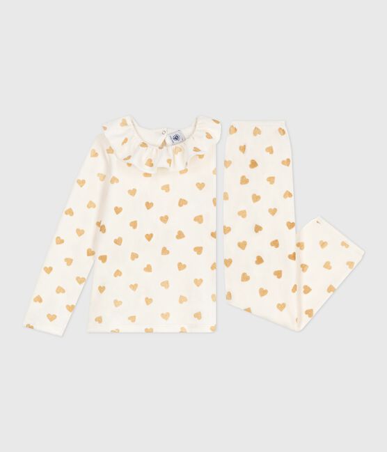 Pigiama in ciniglia con stampa a cuori dorati bambina MILK/ DORE