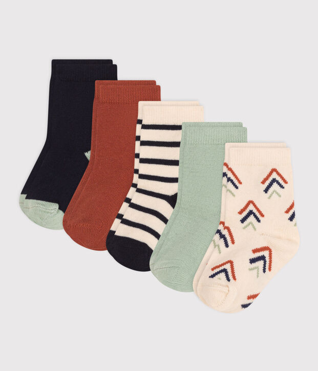 5 paia di calzini in cotone stampato beb&egrave; multicolore