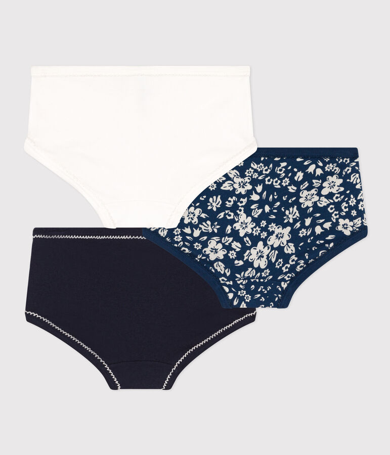 Confezione da 3 slip in cotone bambina motivo fiore multicolore
