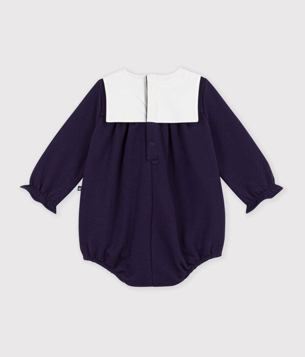 Tutina corta con colletto in cotone tinta unita neonato SOIR