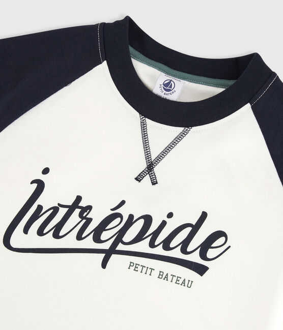 T-shirt maniche corte in jersey bambino bianco MARSHMALLOW/blu SMOKING
