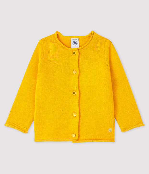 Cardigan a maniche lunghe beb&egrave; femmina giallo