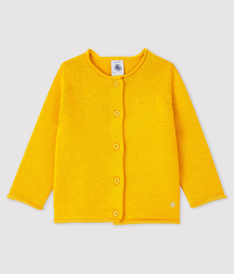 Cardigan a maniche lunghe beb&egrave; femmina giallo