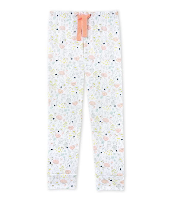 Pantaloni da pigiama per bambina da coordinare bianco ECUME/rosa ROSE/ MULTICO