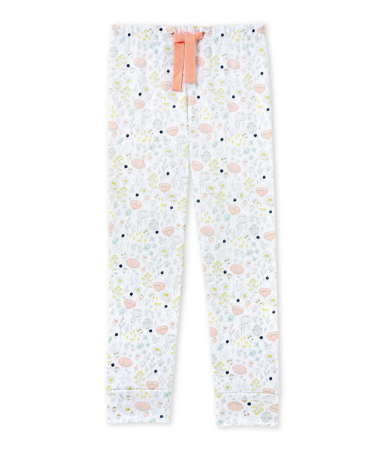 Pantaloni da pigiama per bambina da coordinare bianco ECUME/rosa ROSE/ MULTICO
