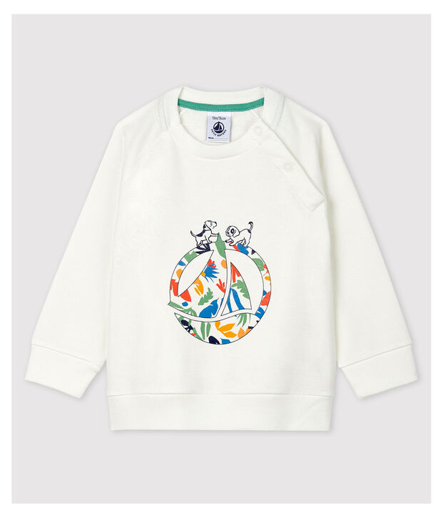 Felpa in cotone beb&egrave;. bianco