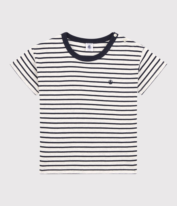 T-shirt  maniche corte in cotone bambino beige/blu