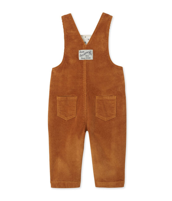 Salopette per bebé maschio in velluto stretch marrone CUIVRE