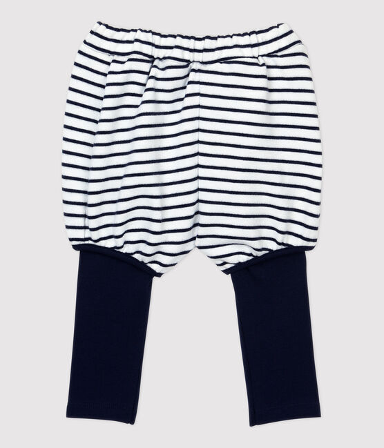 Short in cotone bebè. bianco MARSHMALLOW/blu SMOKING