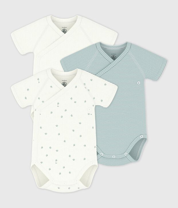 Set di body incrociati a maniche corte in cotone fantasia neonato multicolore