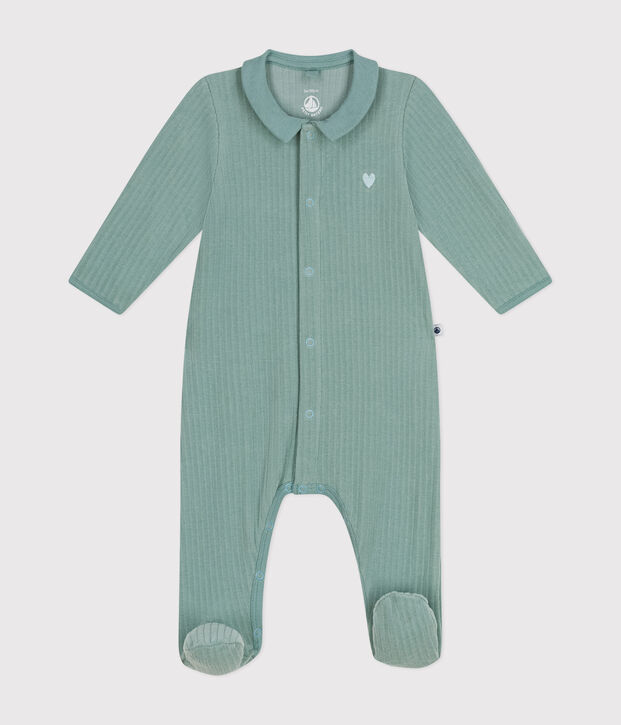 Pigiama neonato in velluto verde