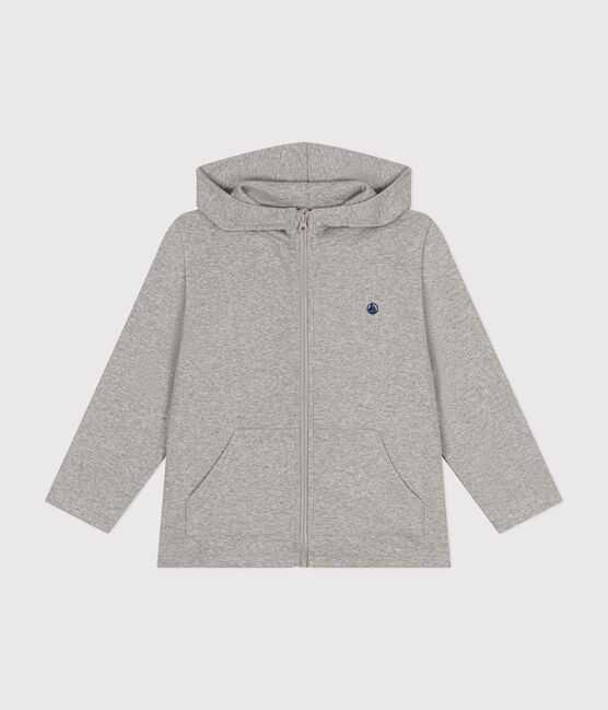 Felpa con zip e cappuccio a costina bambino grigio CHATON CHINE