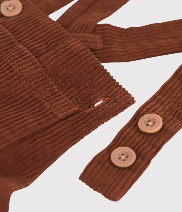 Salopette lunga beb&egrave; in velluto a coste grosse marrone CINA