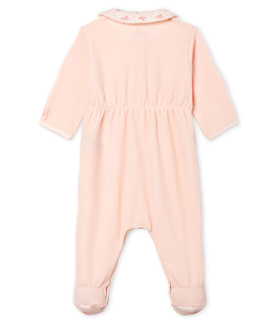 Tutina pigiama bebè femmina in ciniglia rosa FLEUR