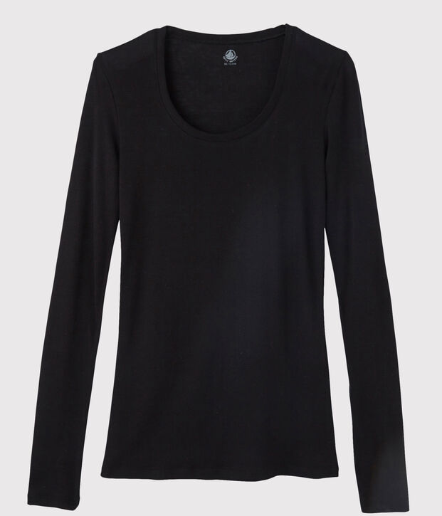 T-shirt a costine leggera Donna nero