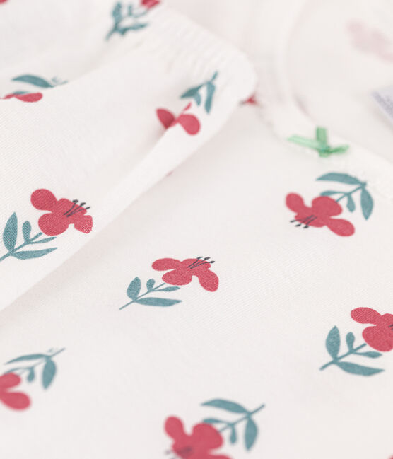 Pigiama a manica corta a fiori bambina in cotone bianco MARSHMALLOW/bianco MULTICO