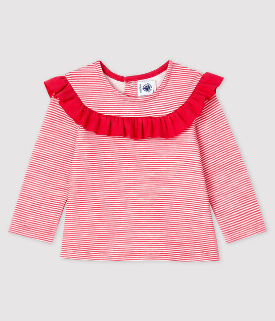 Blusa a manica lunga bebè femmina rosa POPPY/bianco MARSHMALLOW