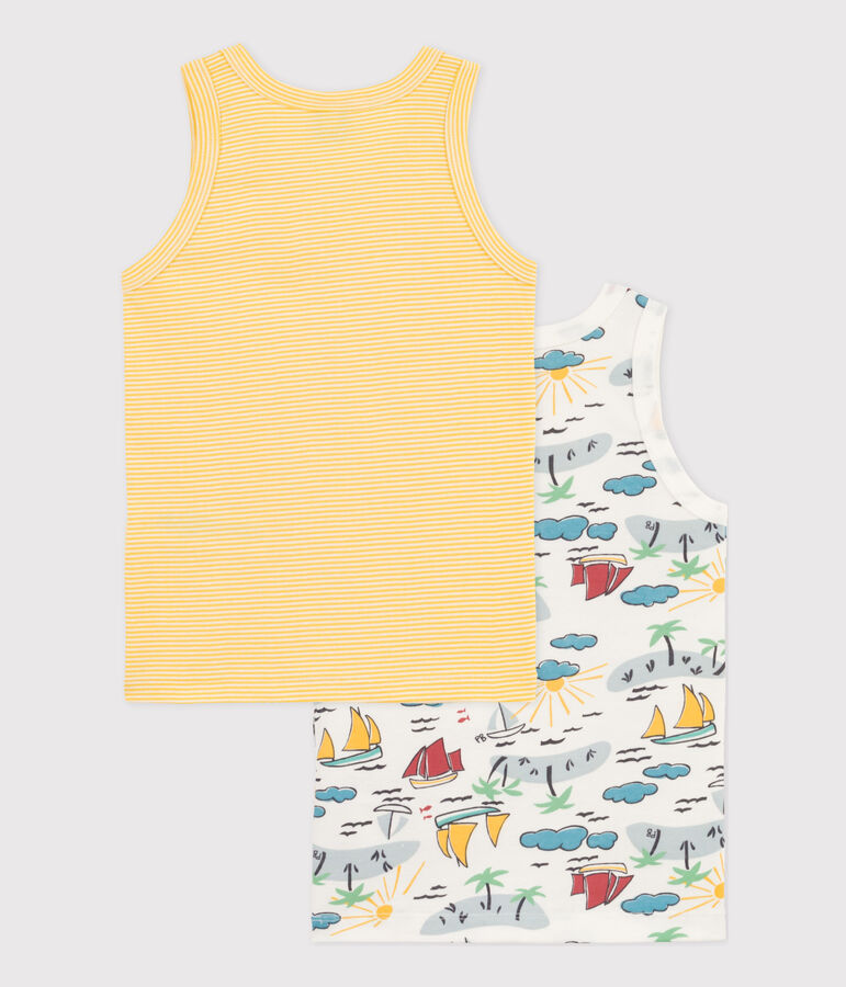 Confezione da 2 canottiere bambino in cotone modello esploratore multicolore