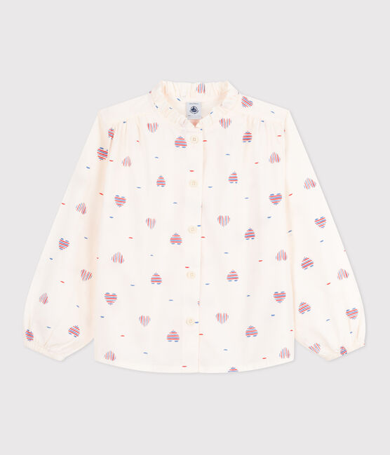 Blusa a maniche lunghe in cotone a cuori bambina bianco AVALANCHE/ MULTICO