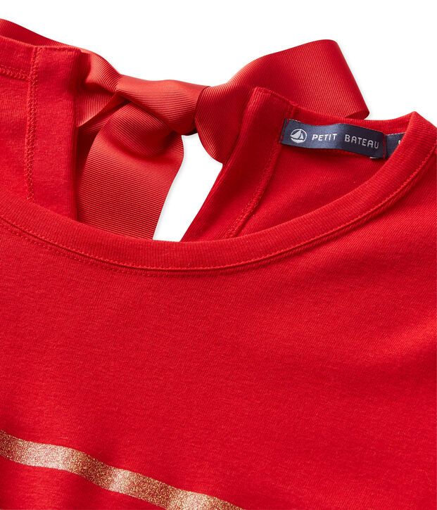 T-shirt da donna con righe paillettes rosso