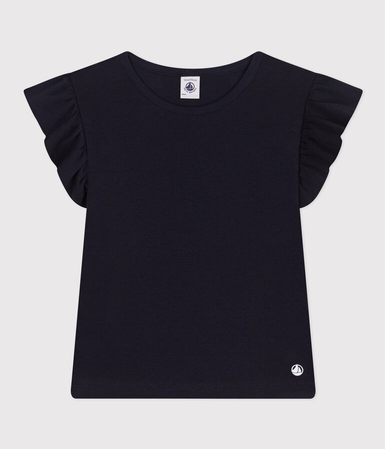 T-shirt bambina in cotone blu