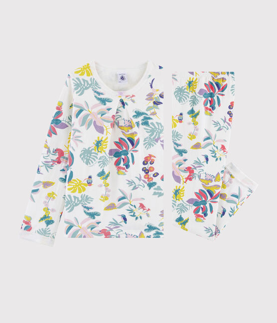Pigiama fantasia giungla bambina in tubique bianco MARSHMALLOW/bianco MULTICO
