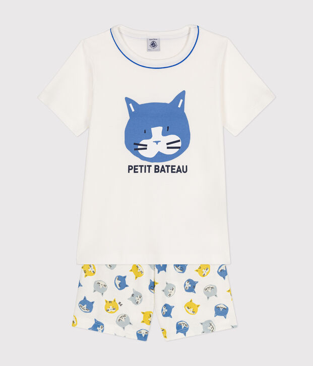 Pigiama bambino corto in cotone bianco/multicolore