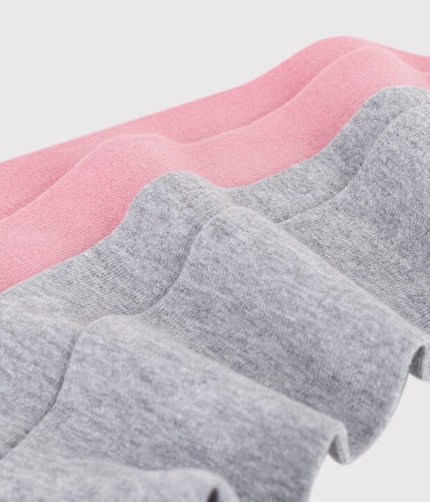 Set da 2 paia di collant in jersey di cotone bambina rosa/grigio