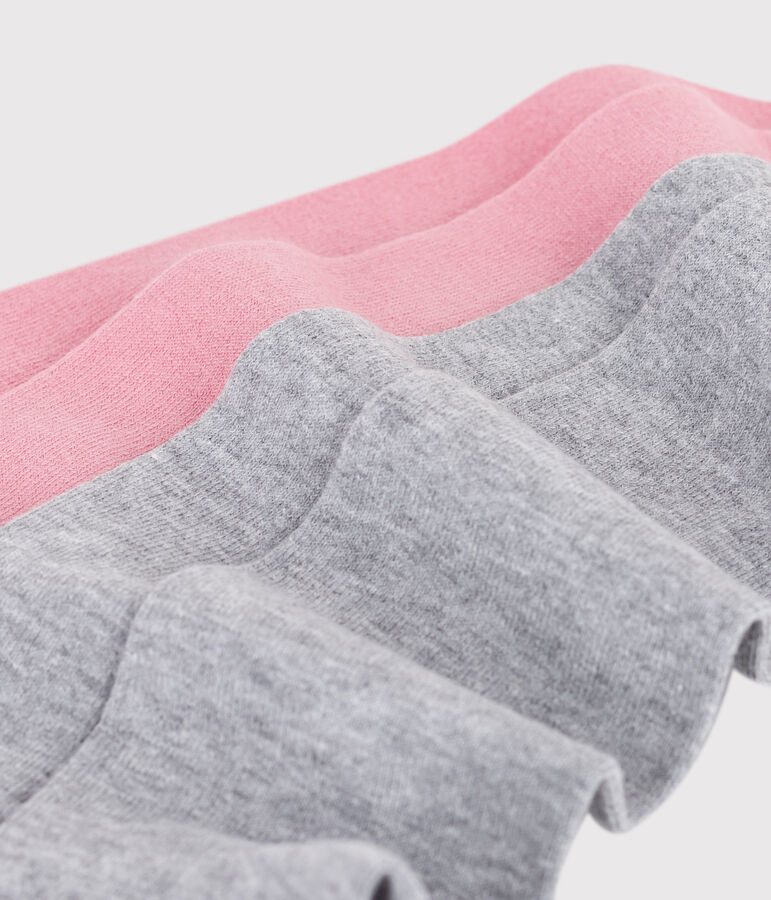 Set da 2 paia di collant in jersey di cotone bambina rosa/grigio