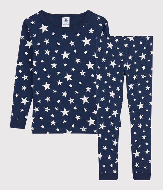 Pigiama snugfit a stelle bambino in cotone blu MEDIEVAL/bianco MARSHMALLOW