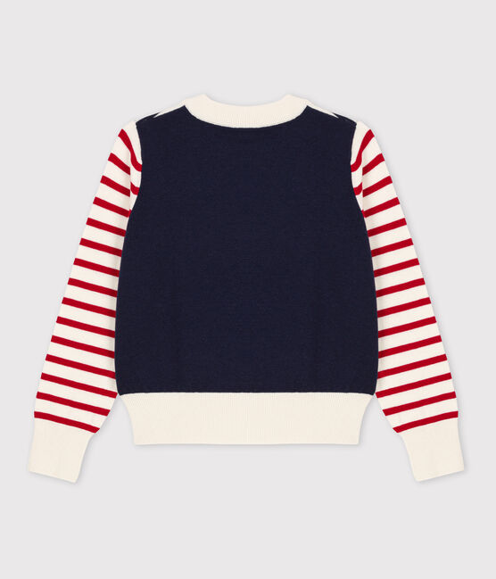 Maglione alla marinara in lana e cotone donna bianco MARSHMALLOW/bianco MULTICO