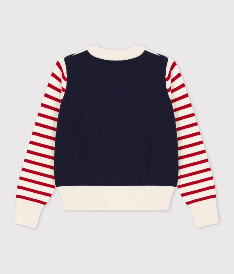 Maglione alla marinara in lana e cotone donna bianco/multicolore