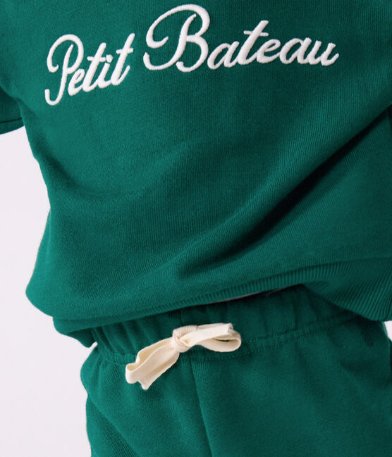 Felpa in cotone con ricamo Petit Bateau neonato verde EVERGREEN