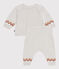 Completo 2 pezzi in maglia con stampa "P'tit Cœur" neonato beige MONTELIMAR/bianco MULTICO