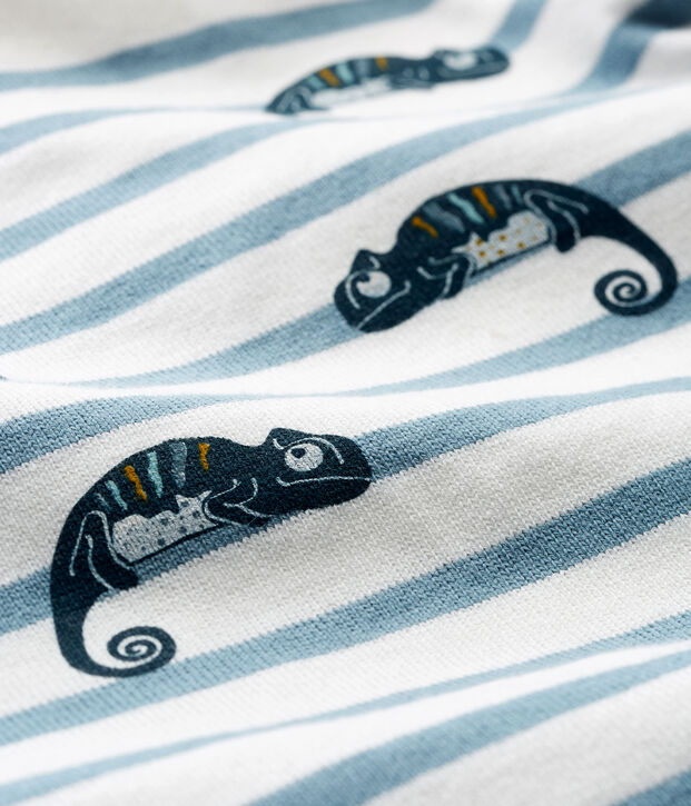 Tutina corta beb&egrave; maschio a manica corta bianco/blu