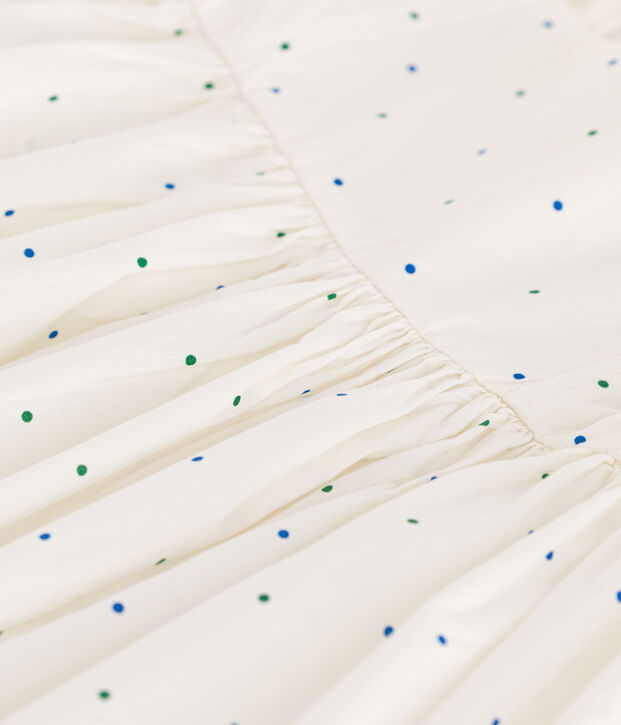 Abito lungo senza maniche in cotone a pois bambina bianco/multicolore