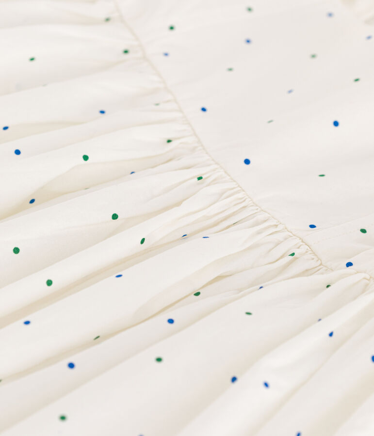 Abito lungo senza maniche in cotone a pois bambina bianco/multicolore