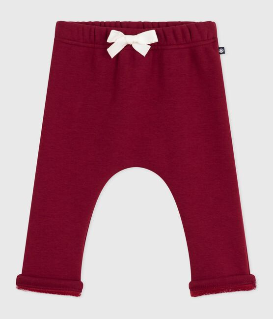 Pantaloni in cotone tinta unita morbido e caldo neonato AMARANTE