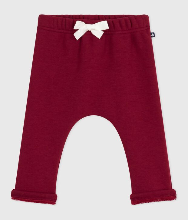 Pantaloni in cotone tinta unita neonato rosso