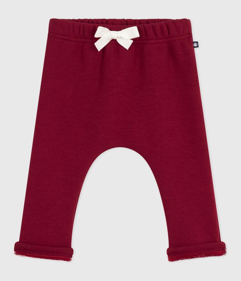Pantaloni in cotone tinta unita neonato rosso