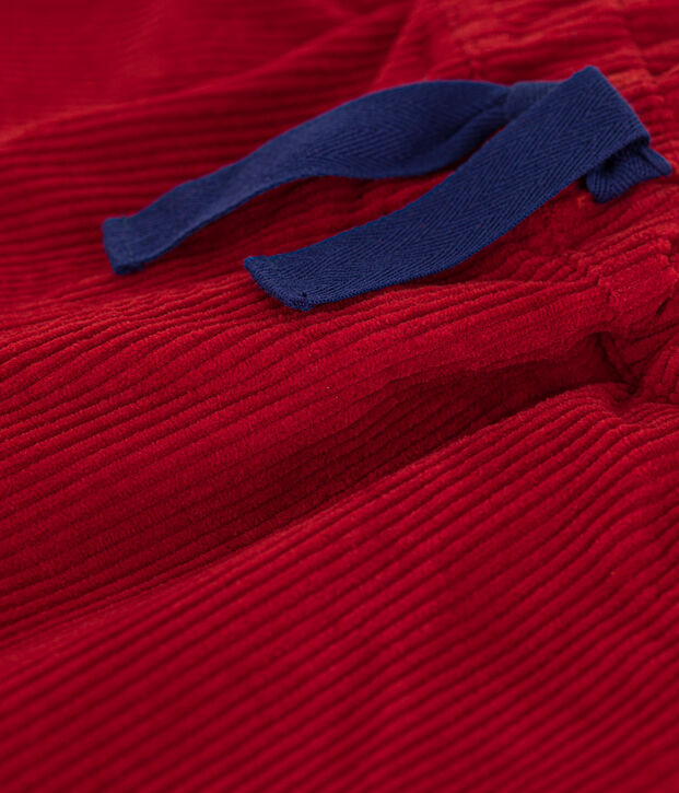 Short bambina in velluto a costine rosso
