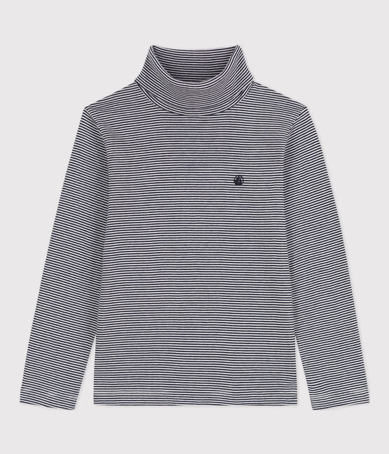 Dolcevita a righe in cotone bambino unisex blu SMOKING/bianco MARSHMALLOW
