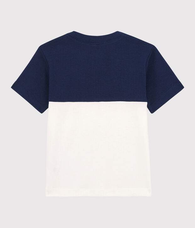 T-shirt  maniche corte in cotone bambino blu/bianco