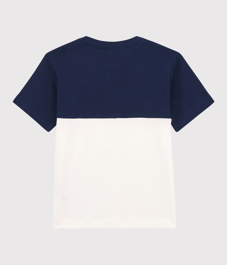 T-shirt  maniche corte in cotone bambino blu/bianco
