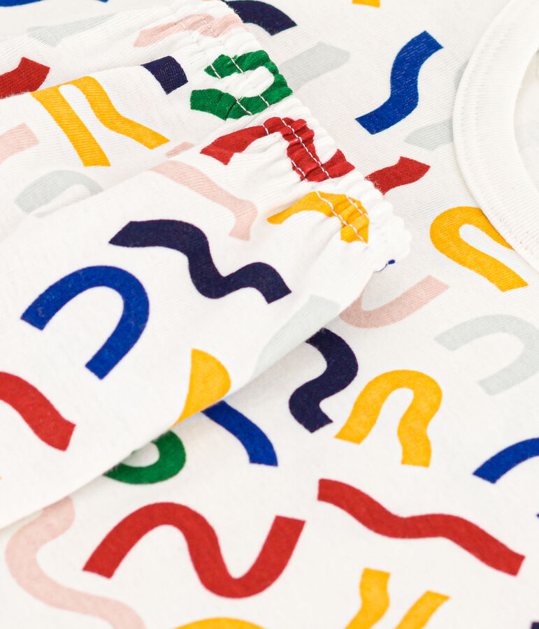 Pigiama shorts in stampa fosforescente di cotone bambino bianco MARSHMALLOW/bianco MULTICO