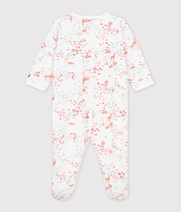 Dors-bien en bouclette velours imprim&eacute; bianco/rosa/multicolore