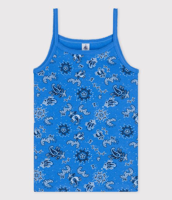 Canottiera con spalline ICONICA in cotone BIO donna blu BRASIER/bianco MULTICO