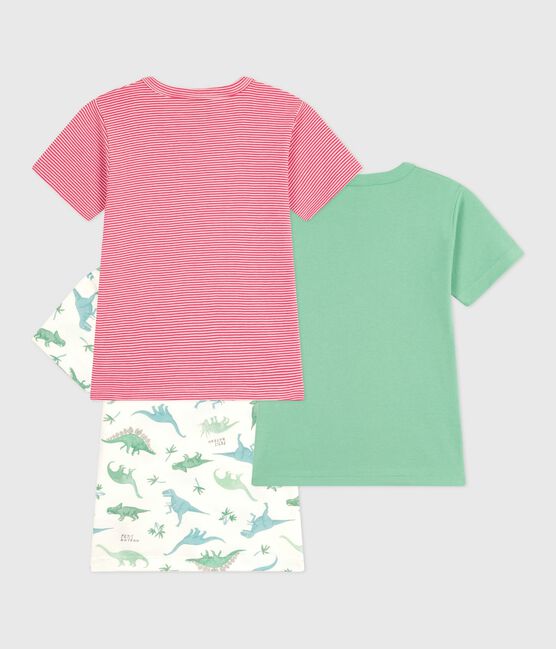 Set di 3 T-shirt bambino a maniche corte in cotone con dinosauri variante 1