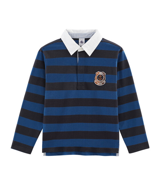 Polo rugby bambino a righe blu SMOKING/blu LIMOGES