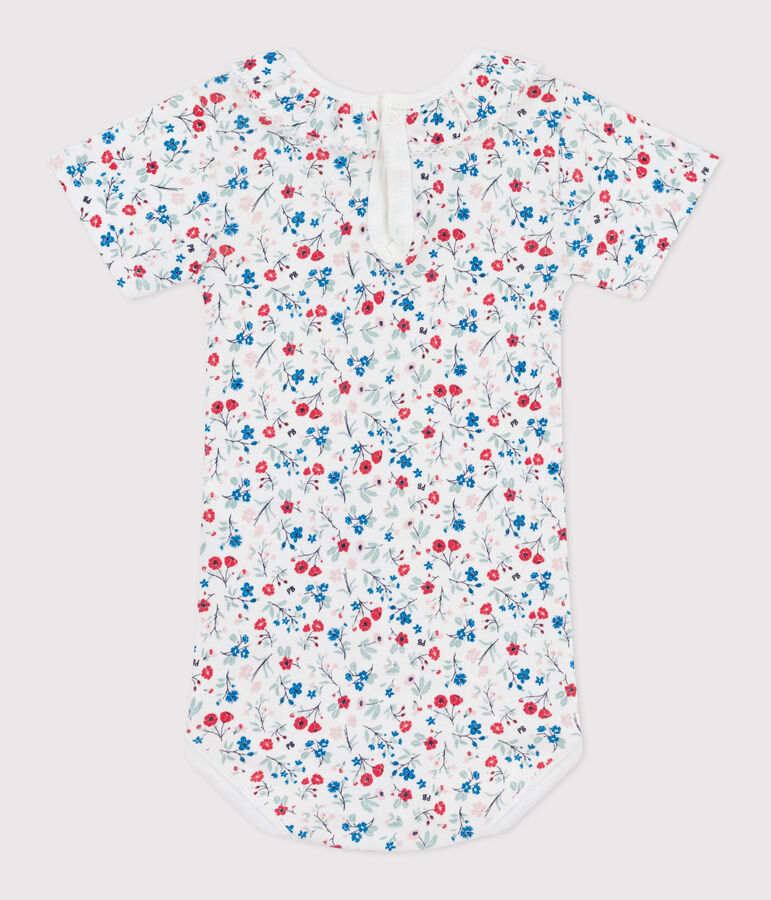 Body a maniche corte in cotone con stampa a fiori neonata bianco/multicolore